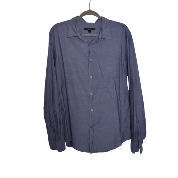 John Varvatos USA Men's Sz L Blue Lightweight Button Up Shirt Cotton Chambray - Picture 1 of 5